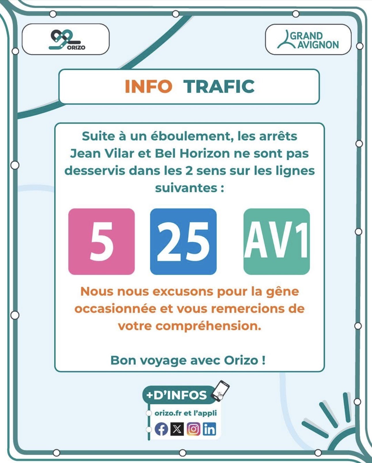 Déviation ligne 5, 25 et AV1