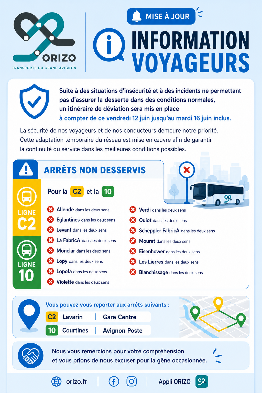 DEVIATION LIGNE C2 / 10 MAJ