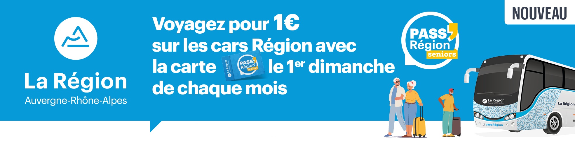 Voyagez pour 1€ sur les cars Région avec la carte Pass' Région séniors le 1er dimanche de chaque mois