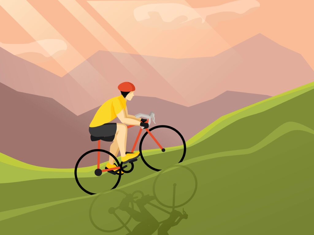 Illustration de cycliste en montagne