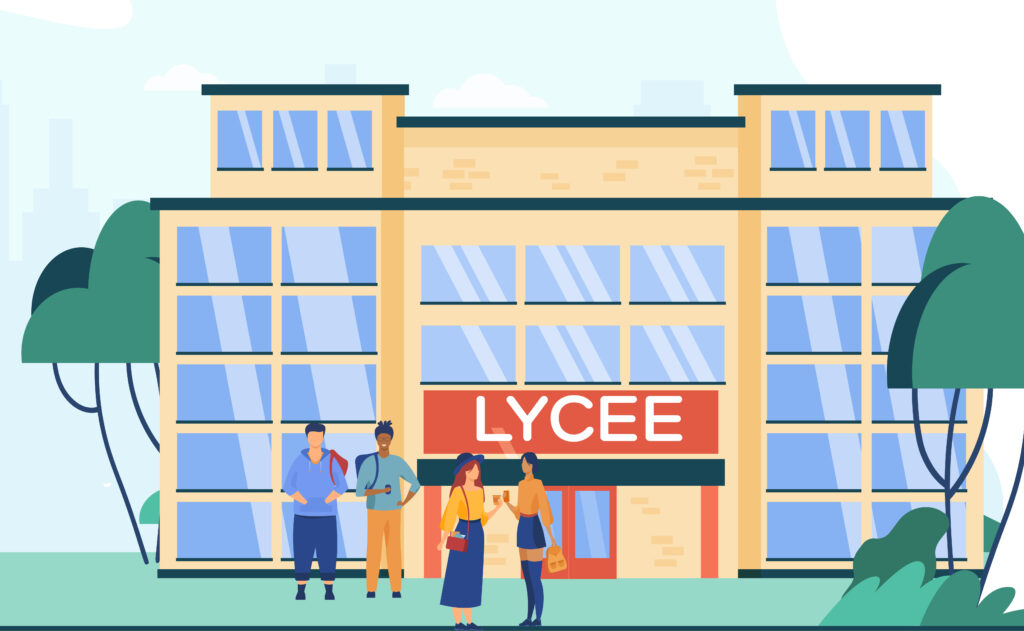 Illustration d'un lycée avec des personnes