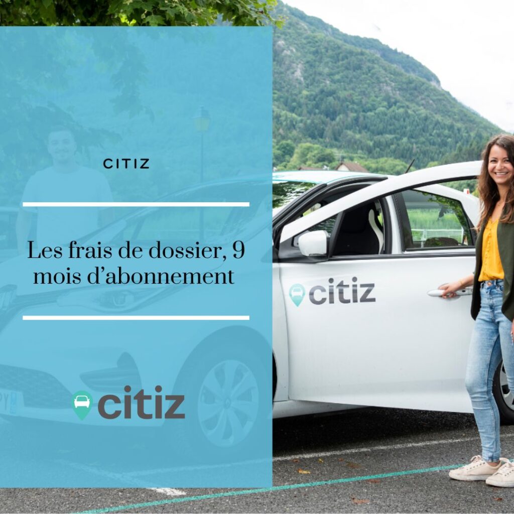 Visuel indiquant que dans le cadre du défi sans ma voiture : les frais de dossier et 9 mois d'abonnements d'autopartage offerts