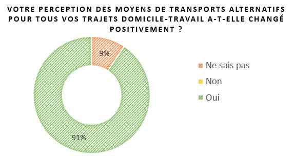 Illustration des réponses pour le questionnaire de la fin du défi sans ma voiture