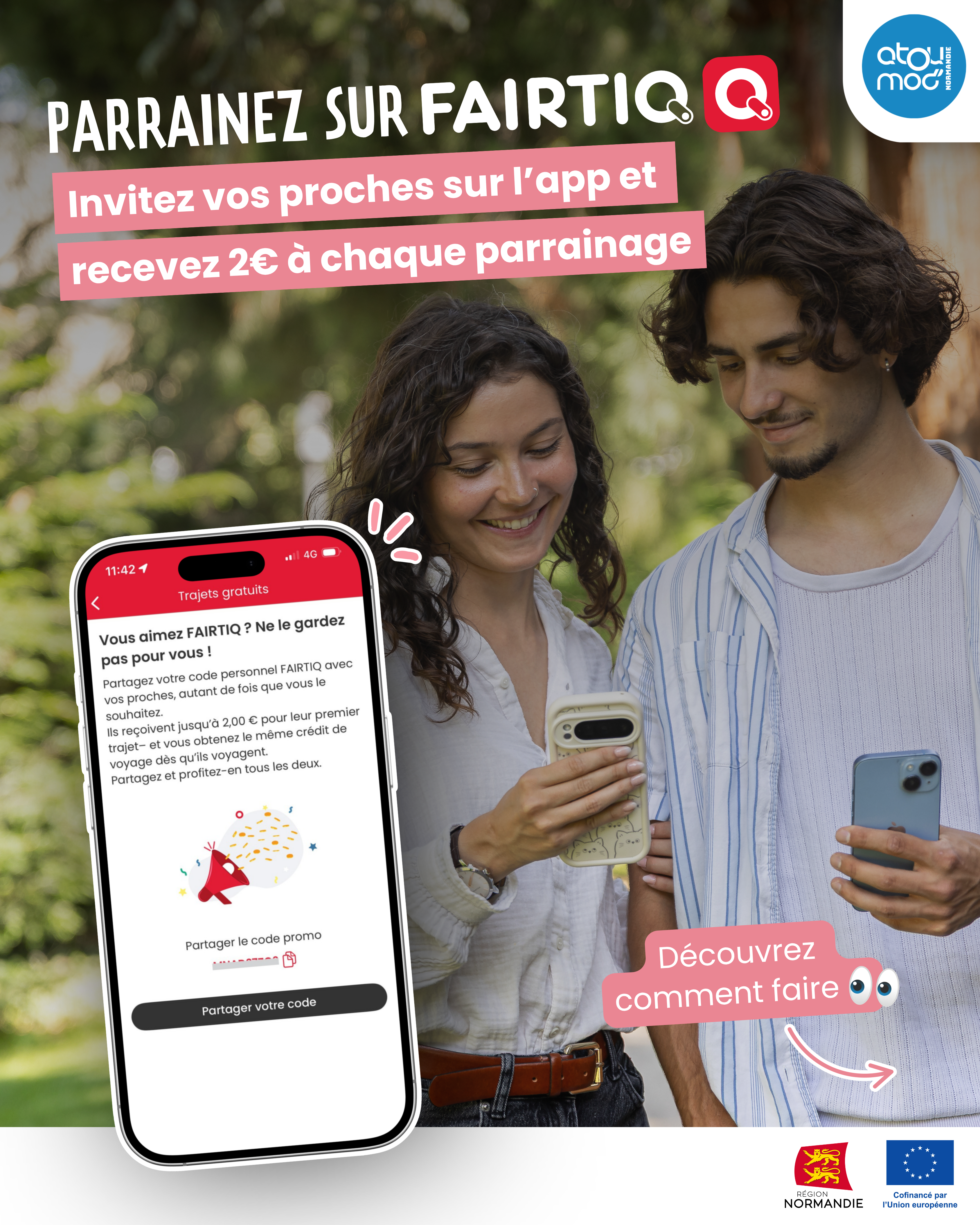 Parrainage FAIRTIQ : inviter ses proches et gagner 2 euros par invitation via l’application FAIRTIQ en Normandie