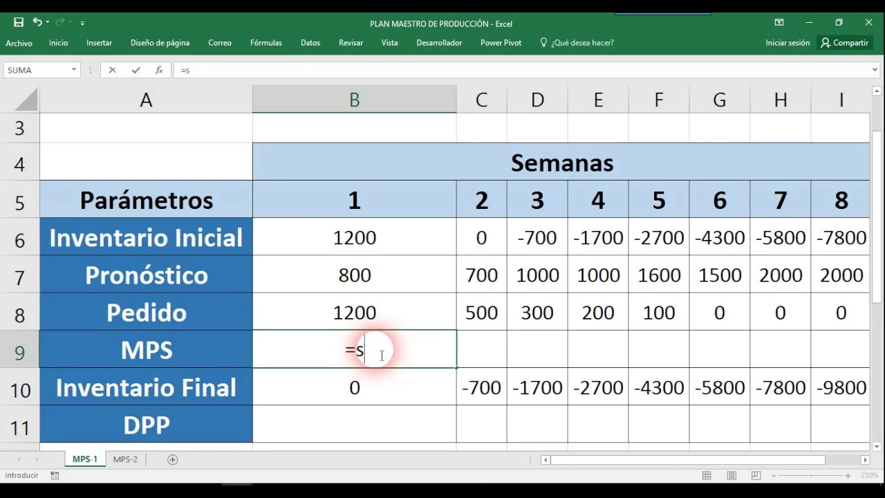 Especialización en Planificación y Control de la Producción con MS Excel