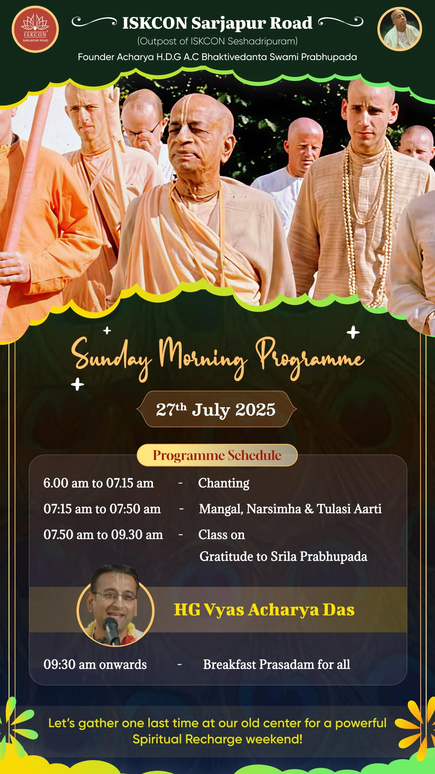 ISKCON Sarjapur Road Sunday Morning Program 27th July 2025