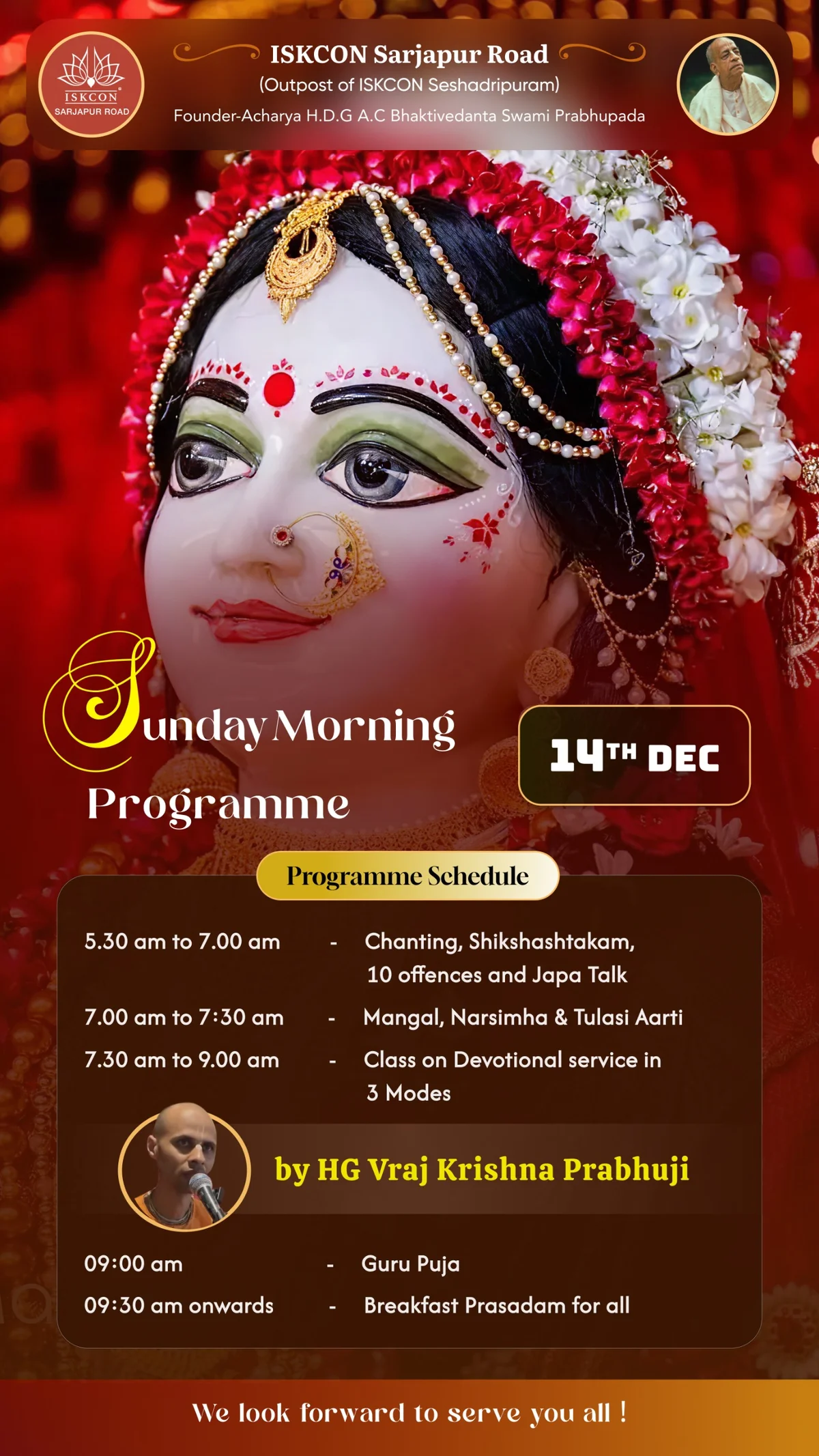 ISKCON Sarjapur Road Sunday Morning Program 14th Dec 2025