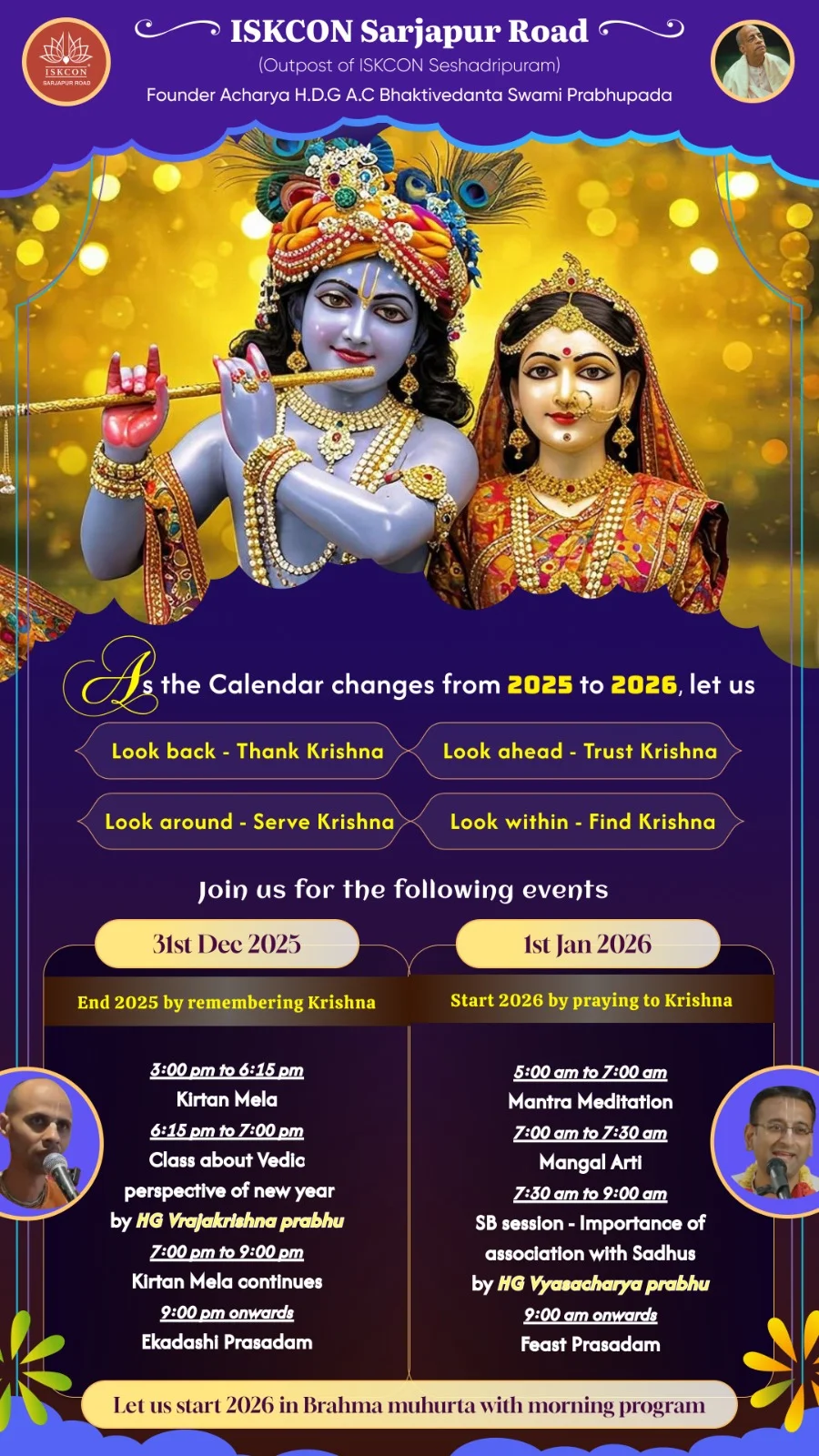 ISKCON Sarjapur Road Sunday Morning Program 2nd Jan 2026