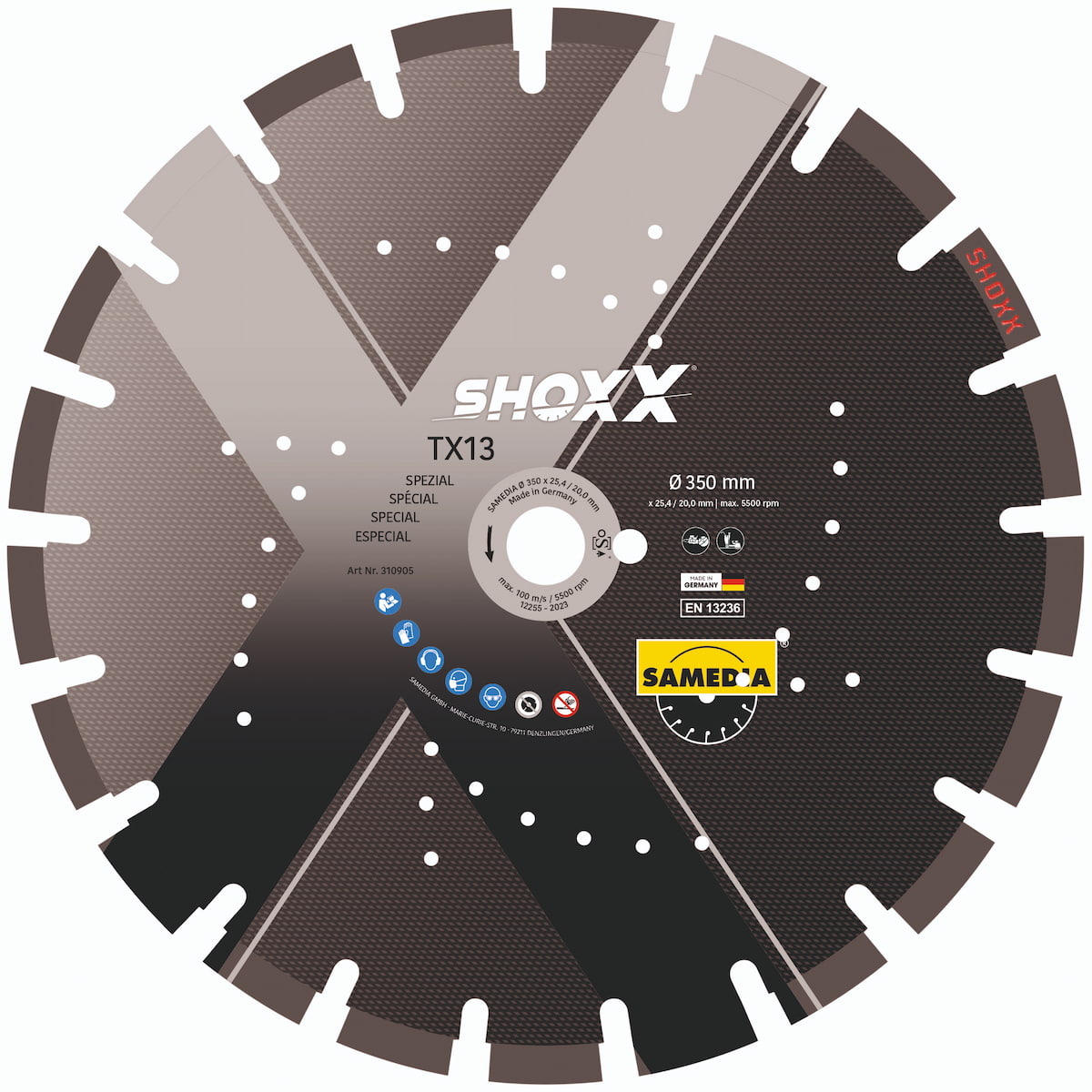 Samedia SHOXX TX13 Demantssagarblað 350x25.4