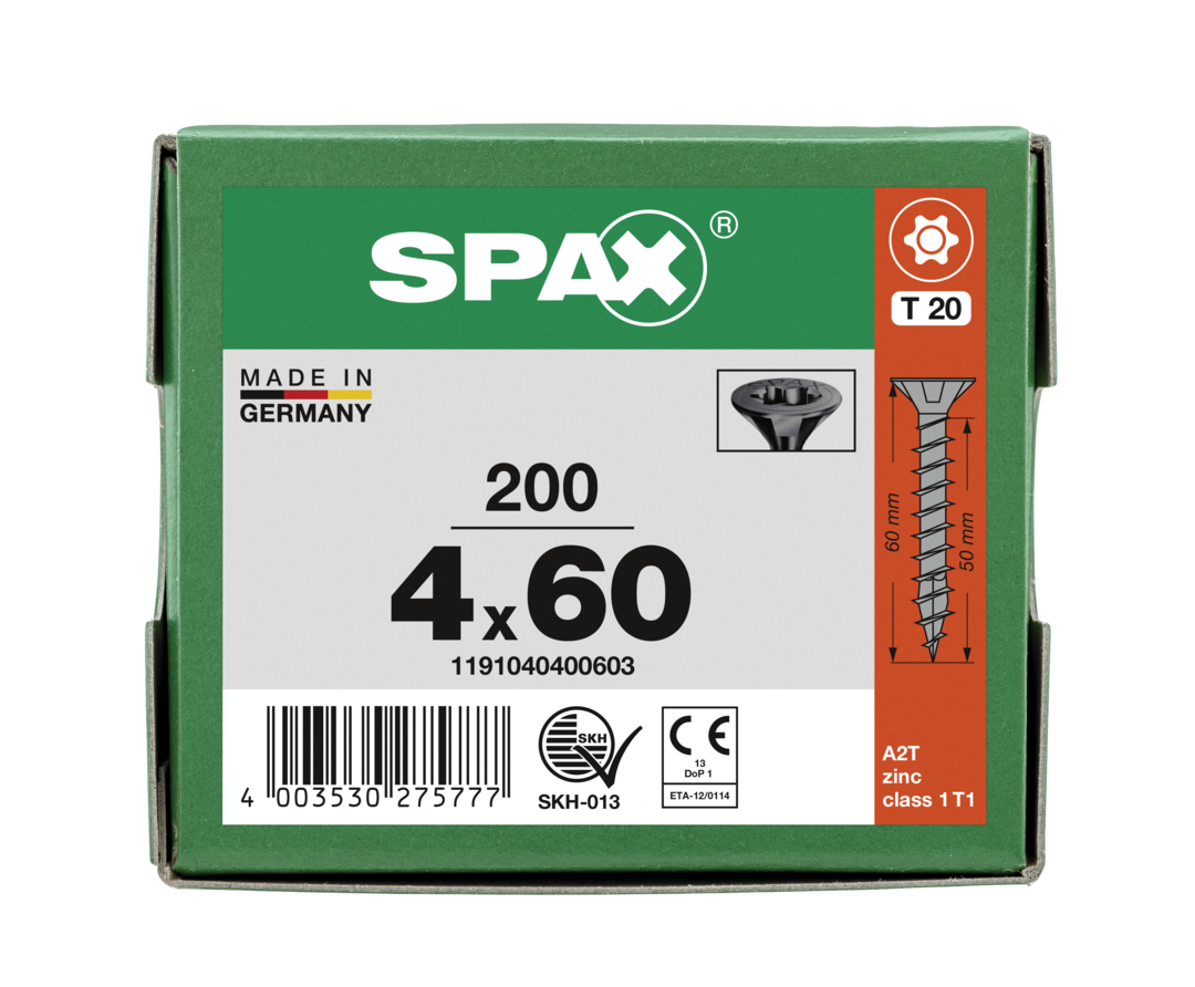 SPAX Tréskrúfur Svartar UZ RG 4.0x60 200