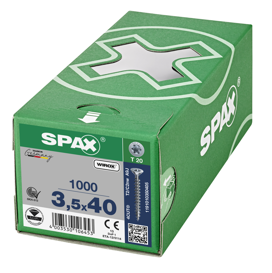 SPAX Tréskrúfur UZ 3.5x40 Uppsnittað 1000/pk