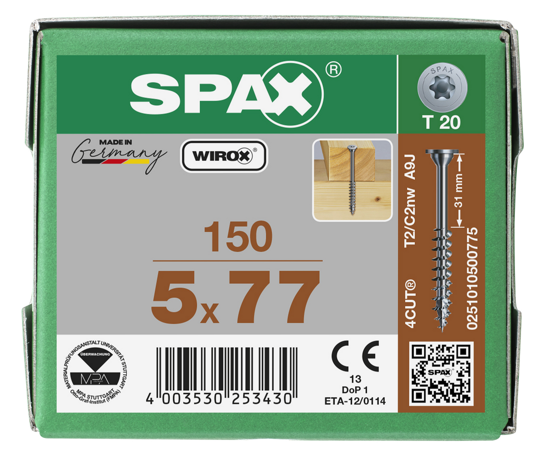 SPAX Grindarefniskrúfur 5.0x77 150