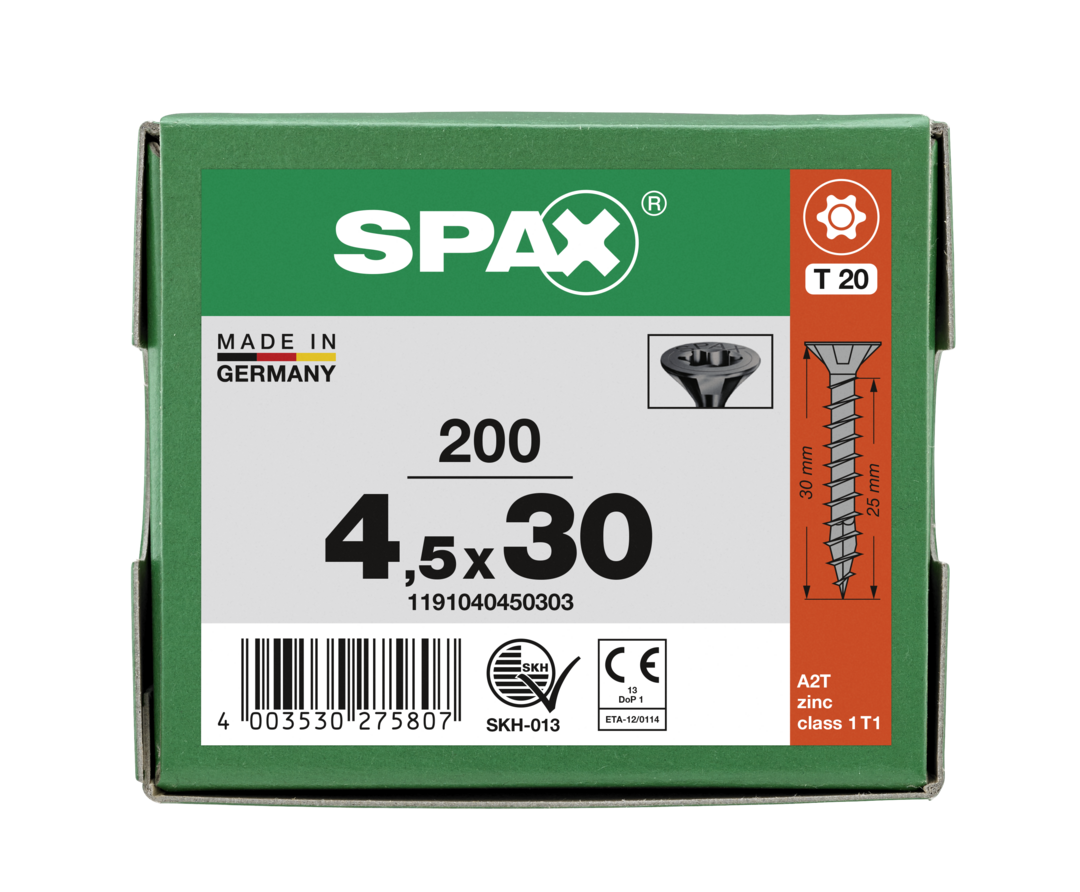 SPAX Tréskrúfur Svartar UZ RG 4.5x30 200