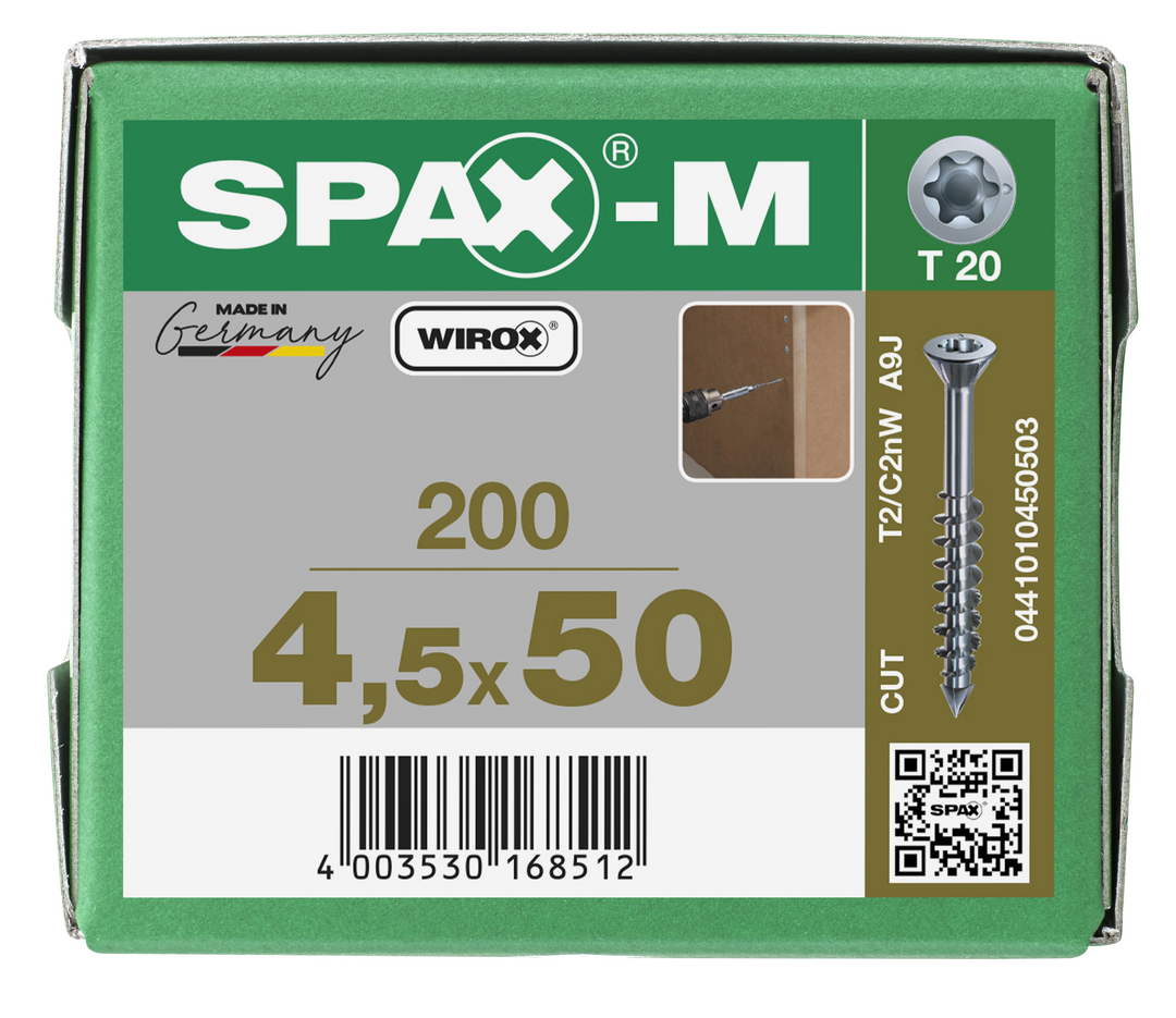SPAX MDF Innréttingaskrúfur 4.5x50 200stk
