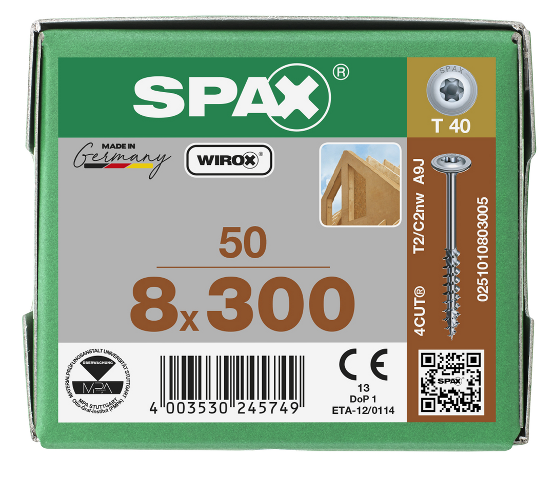SPAX Franskar skrúfur 8.0x300/80 50