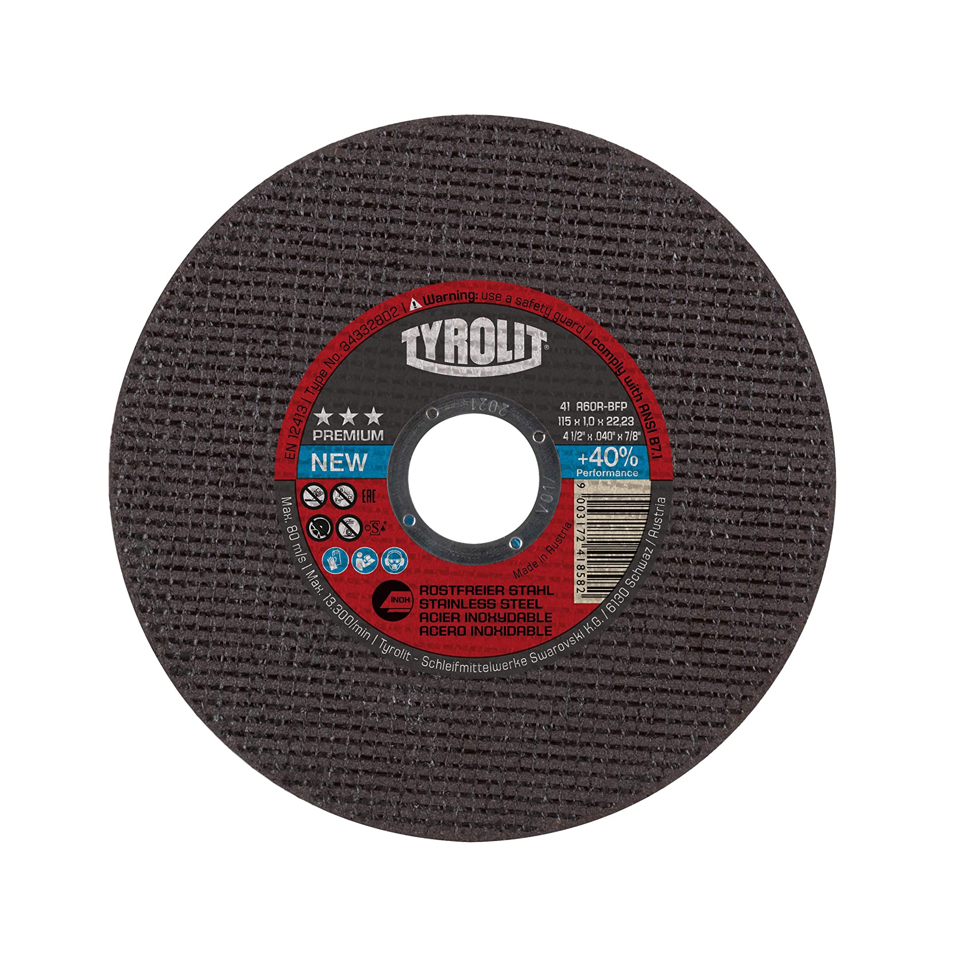 Tyrolit Skurðarskífa 115x1.0mm Ryðfrítt 34332802