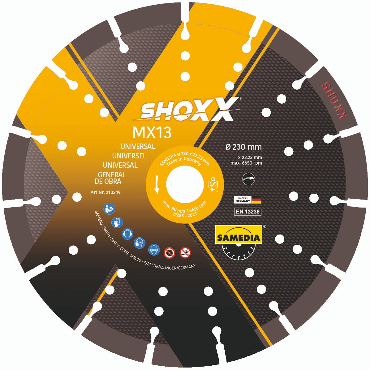 Samedia SHOXX MX13 Demantssagarblað Steypa 230x22.23