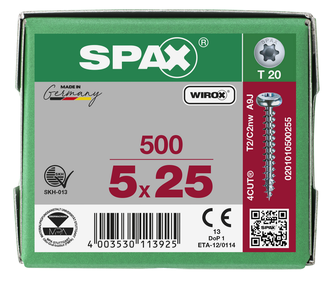 SPAX Tréskrúfur PH 5.0x25 Uppsnittað 500/pk
