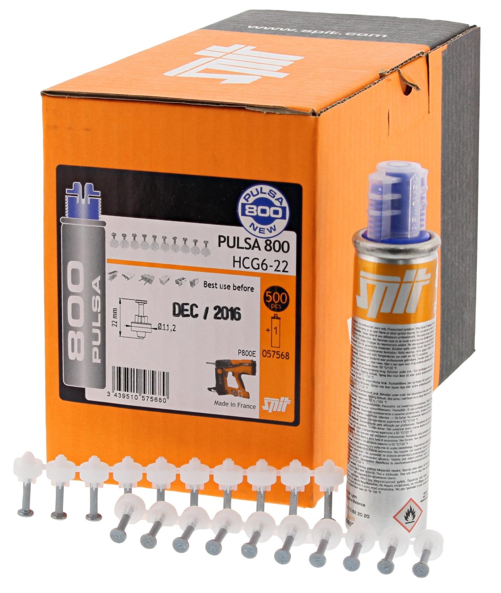 SPIT HCG6 22mm Hertir gasnaglar með skinnu 057568