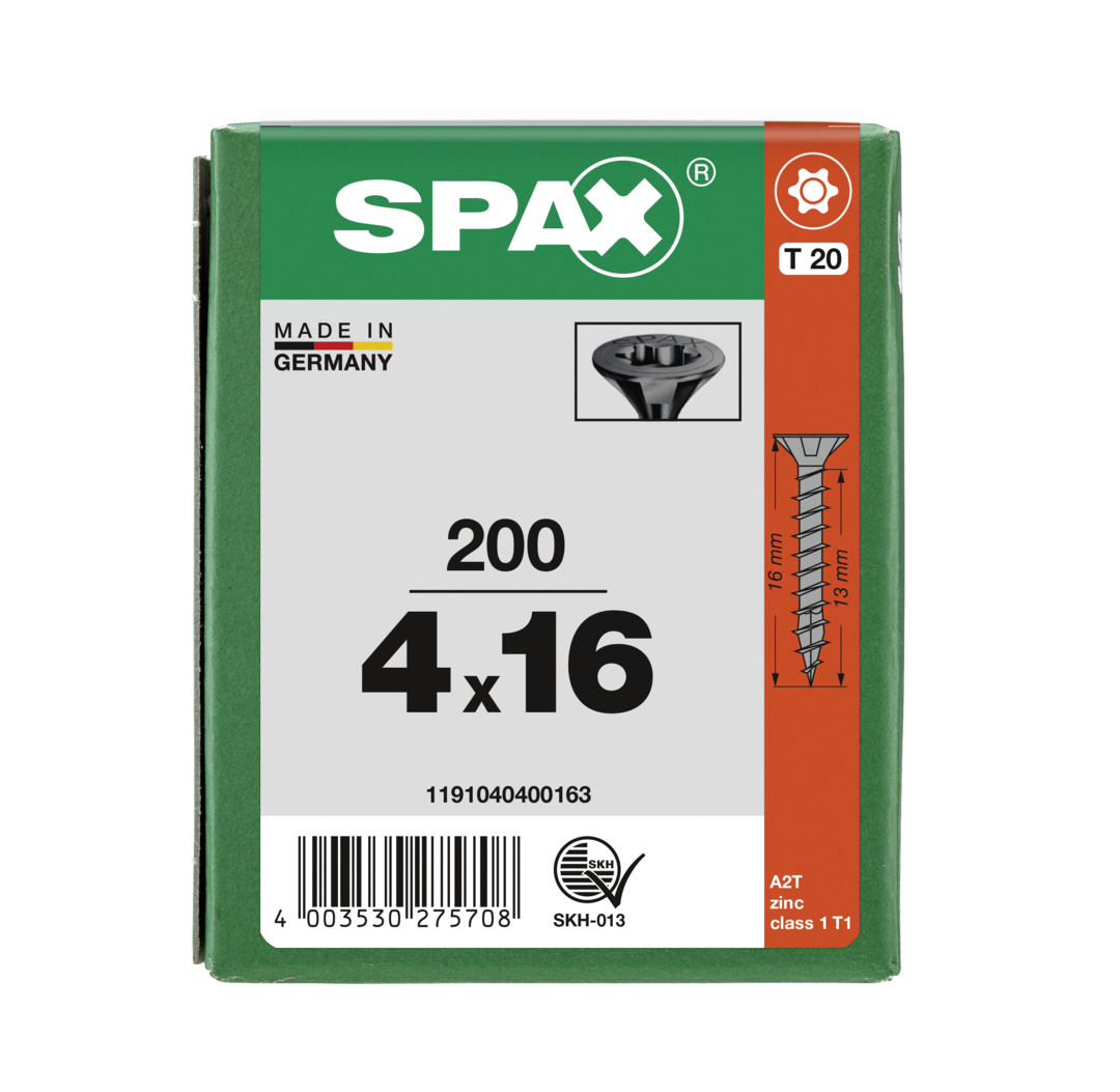 SPAX Tréskrúfur Svartar UZ RG 4.0x16 200