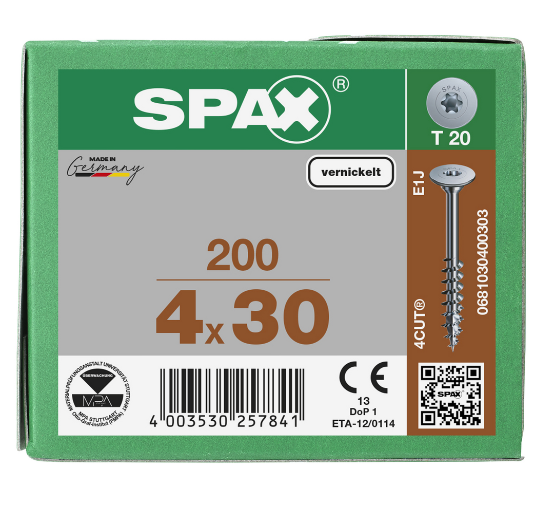 SPAX Bakplötu innréttingaskrúfur 4.0x30 200stk