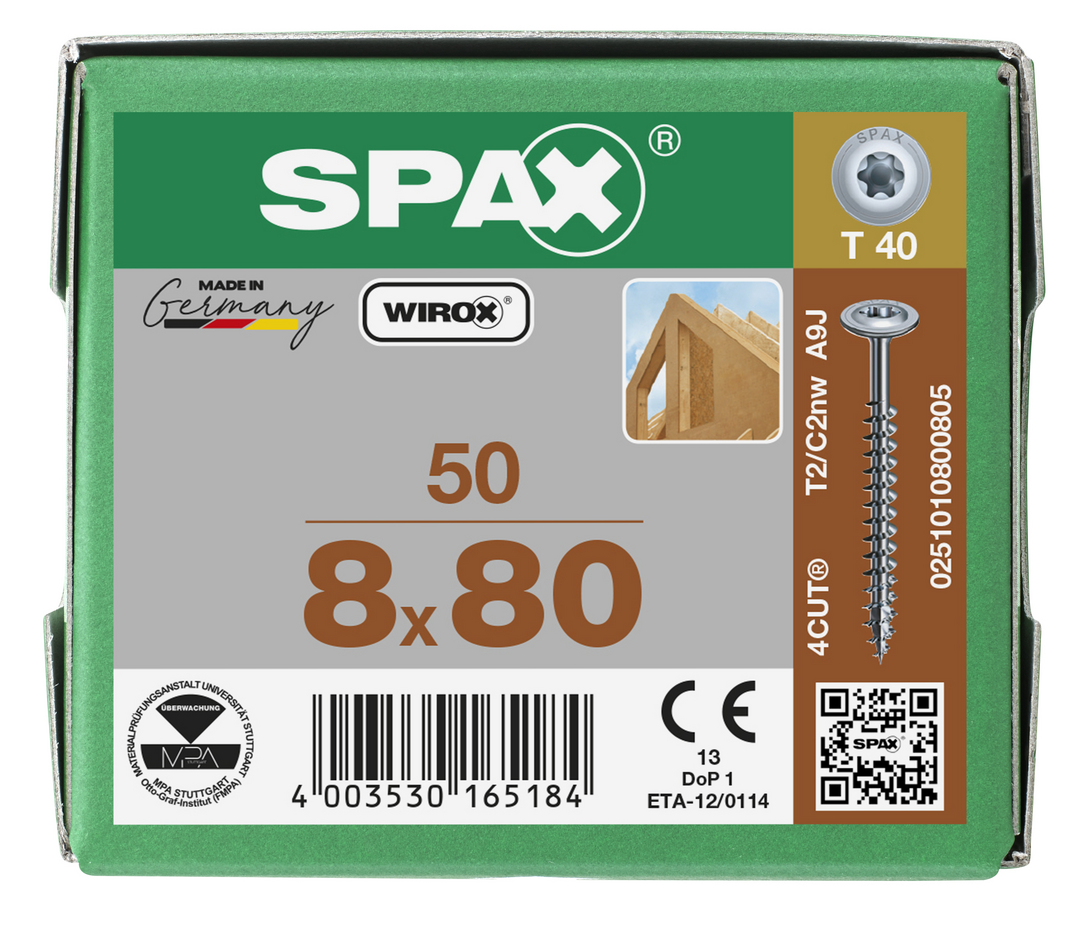 SPAX Franskar skrúfur 8.0x80/70 50