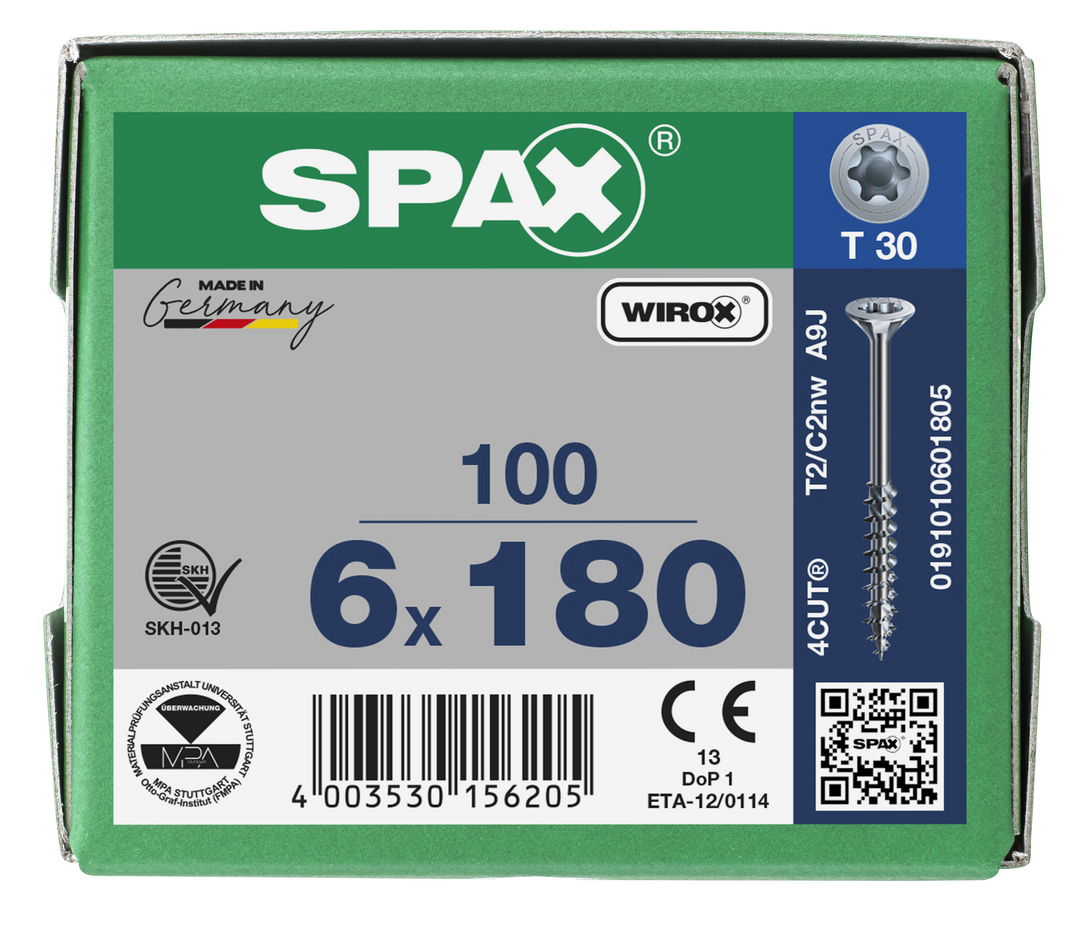 SPAX Tréskrúfur UZ 6.0x180/65 (100)
