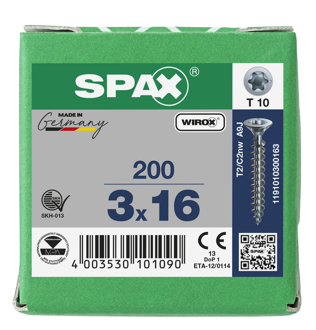 SPAX Tréskrúfur UZ 3.0x16/14 (200)