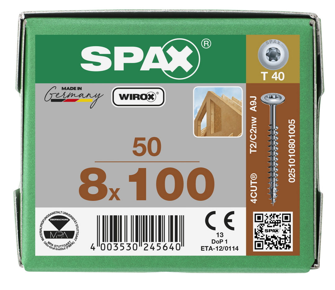 SPAX Franskar Skrúfur 8.0x100/80 50