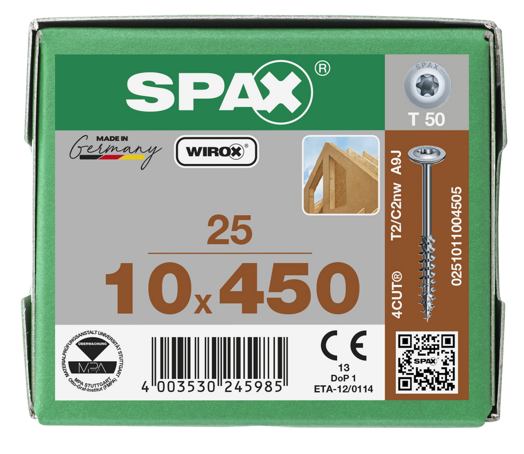 SPAX Tréskrúfur UZ 10.0x450 Uppsnittað (50)