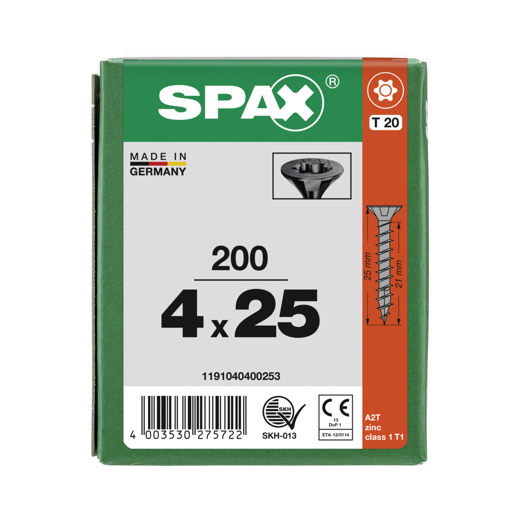SPAX Tréskrúfur Svartar UZ RG 4.0x25 200