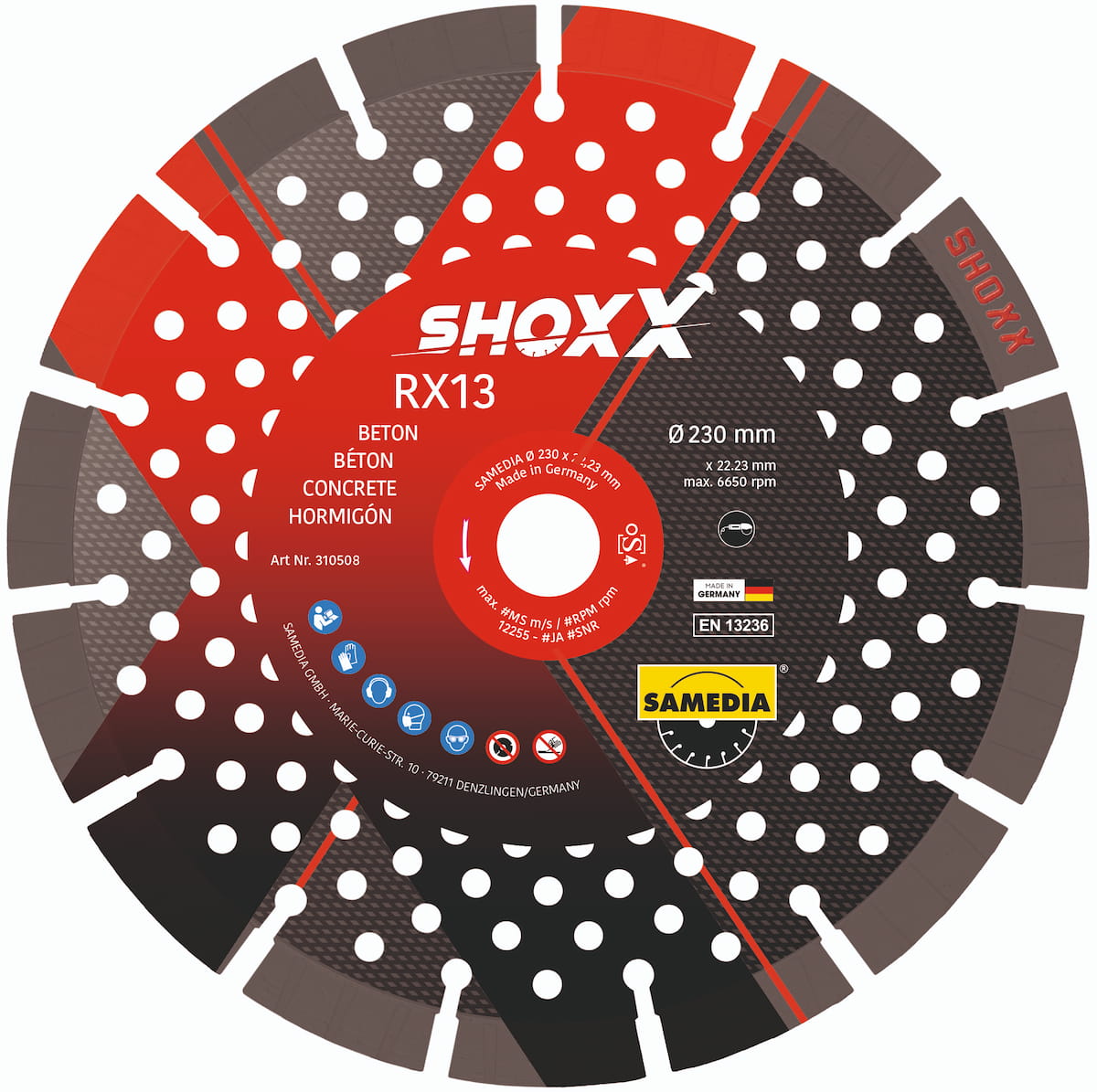 Samedia SHOXX RX13 Demantssagarblað Steypa 230x22.23