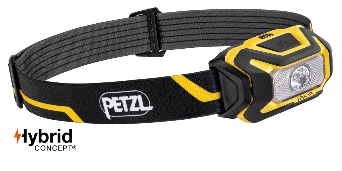 Petzl Höfuðljós svart/gult  ARIA 1R 450Lum 