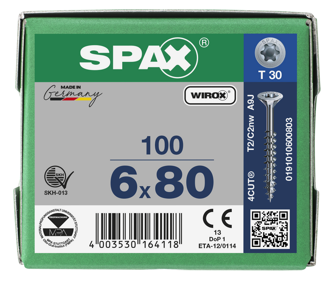 SPAX Tréskrúfur UZ 6.0x80/46 (100)