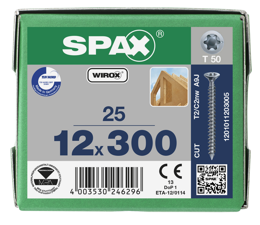 SPAX Tréskrúfur UZ 12.0x300 Uppsnittað 25