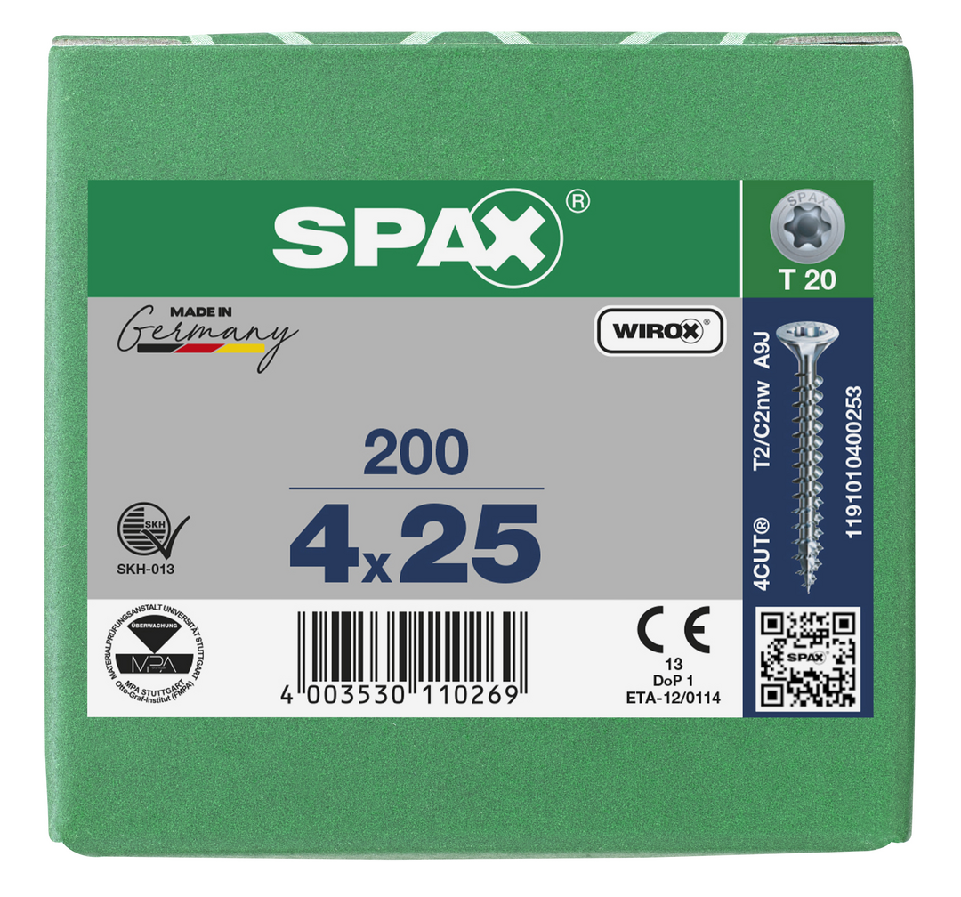 SPAX Tréskrúfur UZ 4.0x25/21 (200)