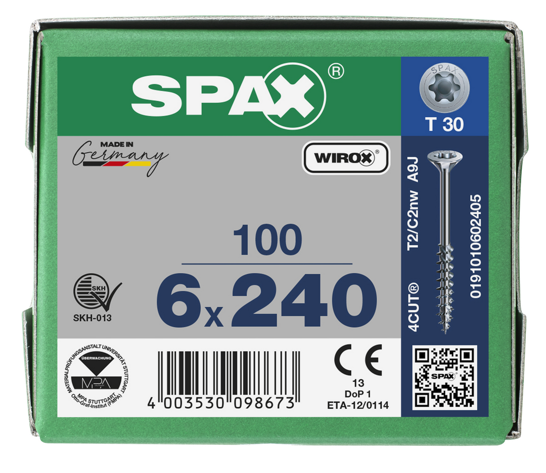 SPAX Tréskrúfur UZ 6.0x240/65 (100)