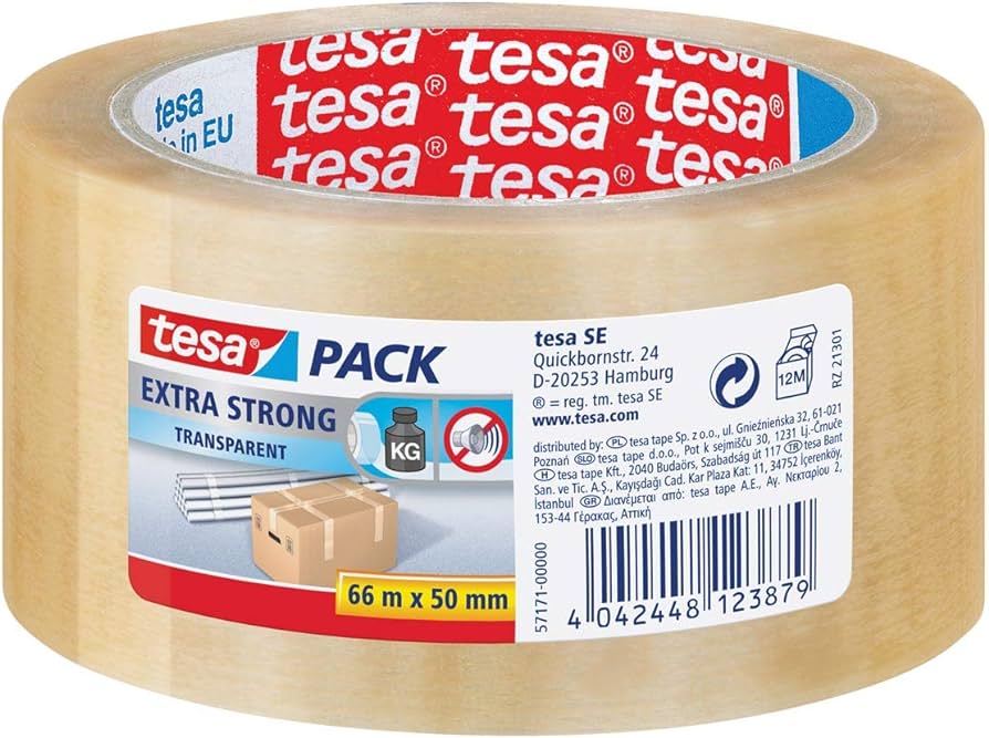 TESA PVC Pökkunarlímband Glært 50mm x 66m