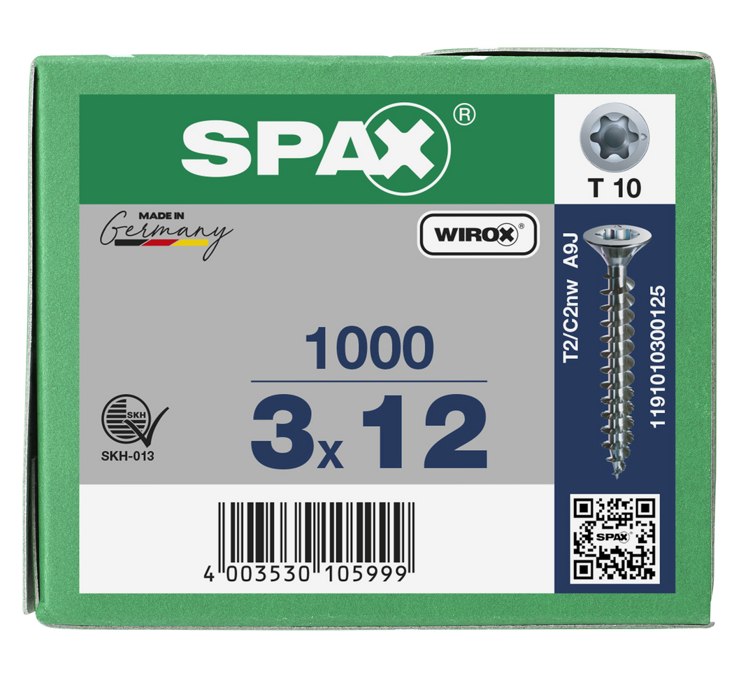 SPAX Tréskrúfur UZ 3.0x12 Uppsnittað 1000/pk