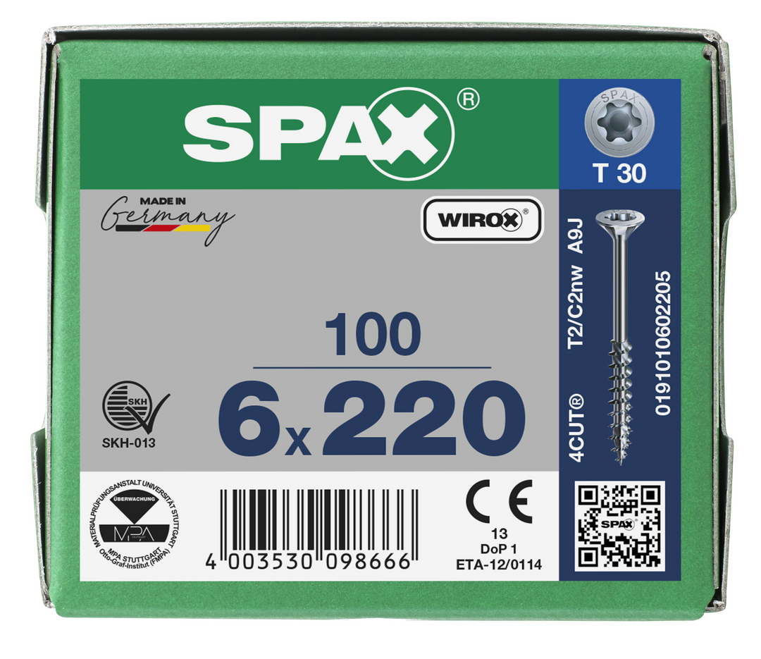 SPAX Tréskrúfur UZ 6.0x220/65 (100)