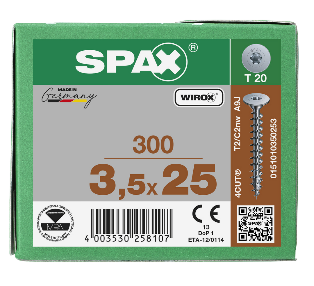 SPAX Bakplötu innréttingaskrúfur 3.5x25 300stk