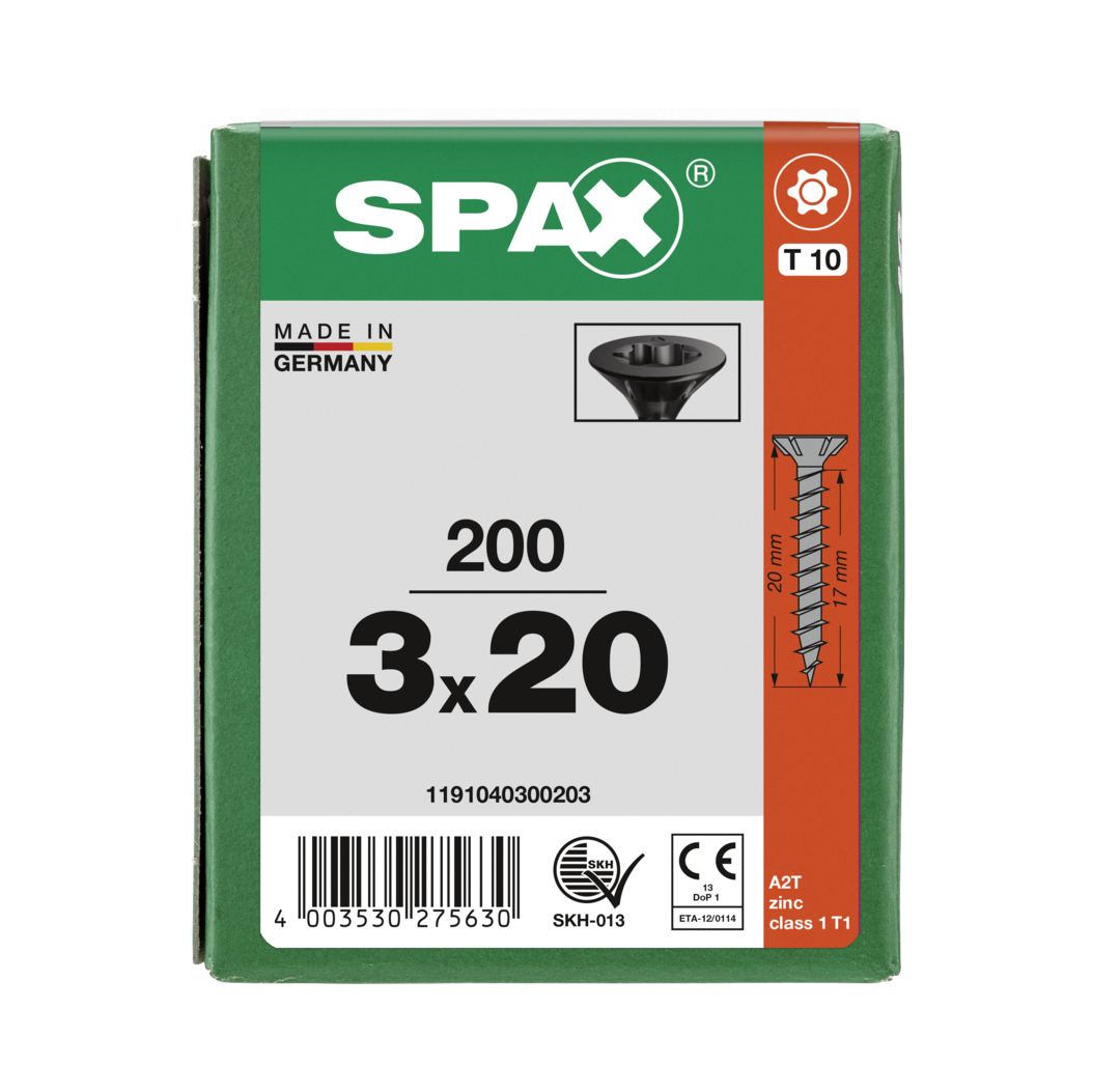 SPAX Tréskrúfur Svartar UZ RG 3.0x20 200
