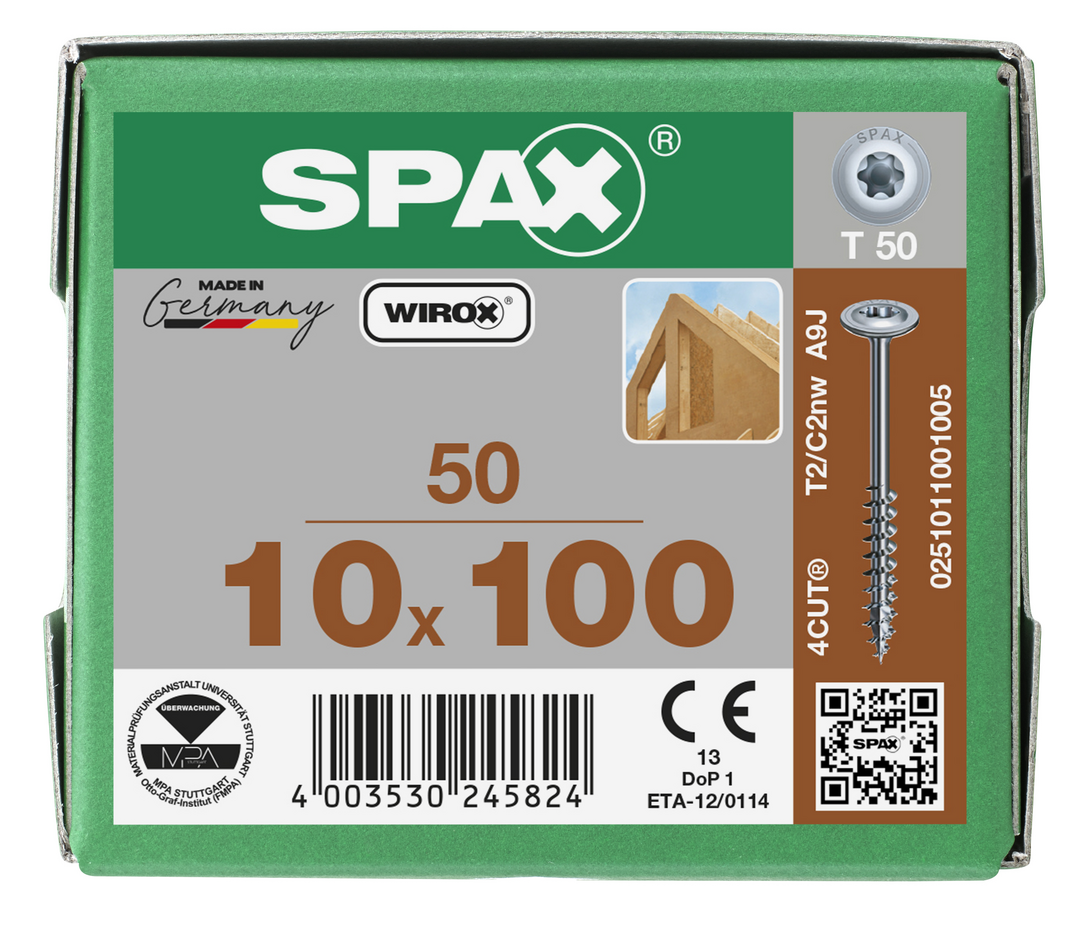 SPAX Franskar skrúfur 10.0x100/80 50