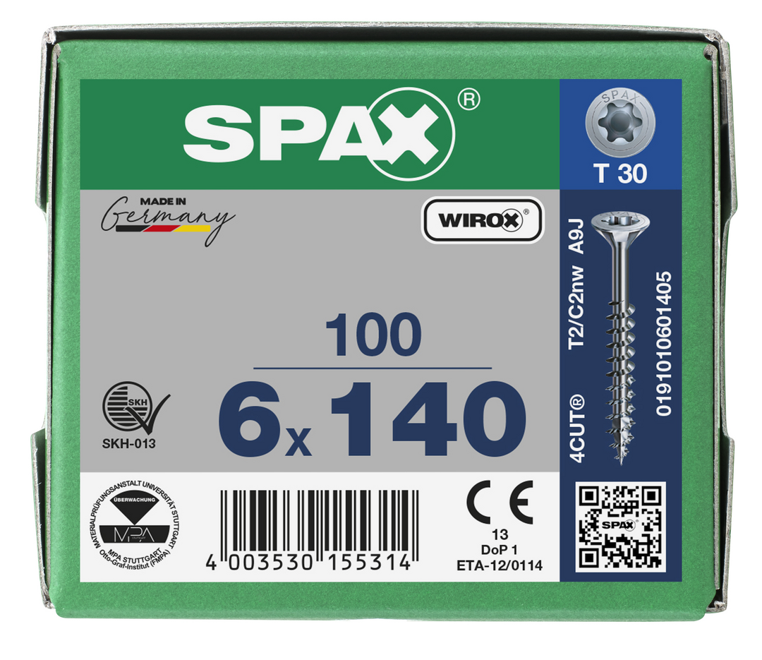 SPAX Tréskrúfur UZ 6.0x140/68 (100)