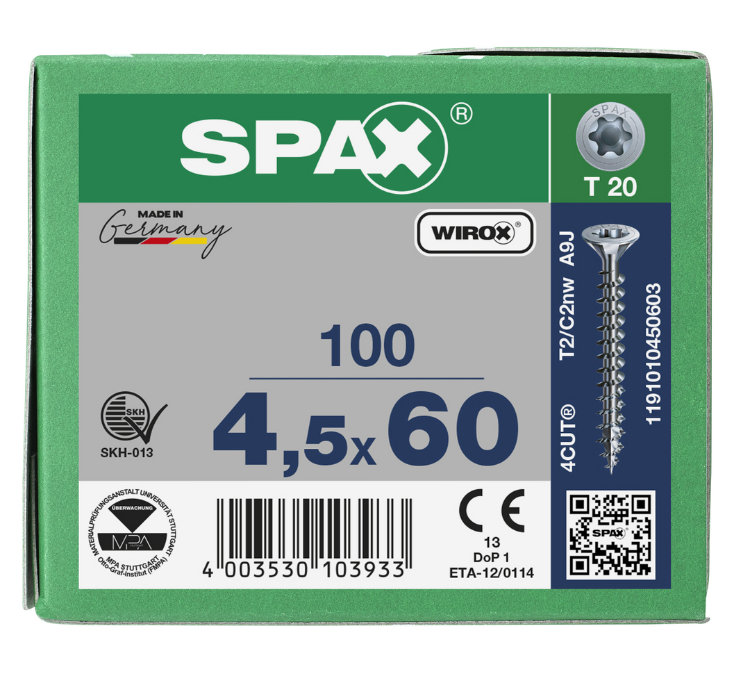 SPAX Tréskrúfur UZ 4.5x60 Uppsnittað 100