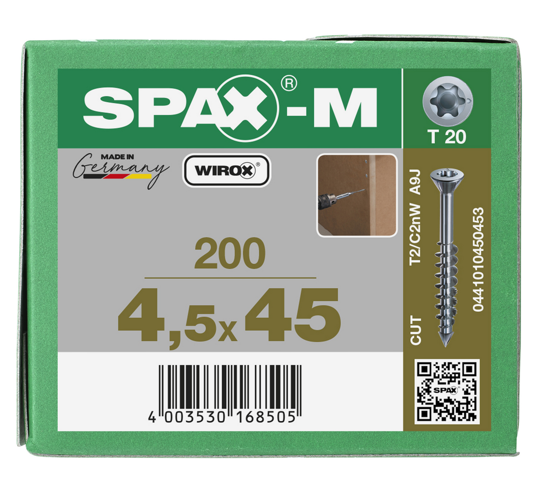 SPAX MDF Innréttingaskrúfur 4.5x45 200stk