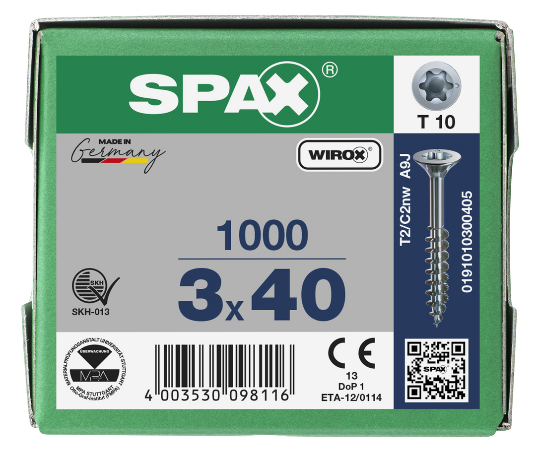 SPAX Tréskrúfur UZ 3.0x40 (1000)