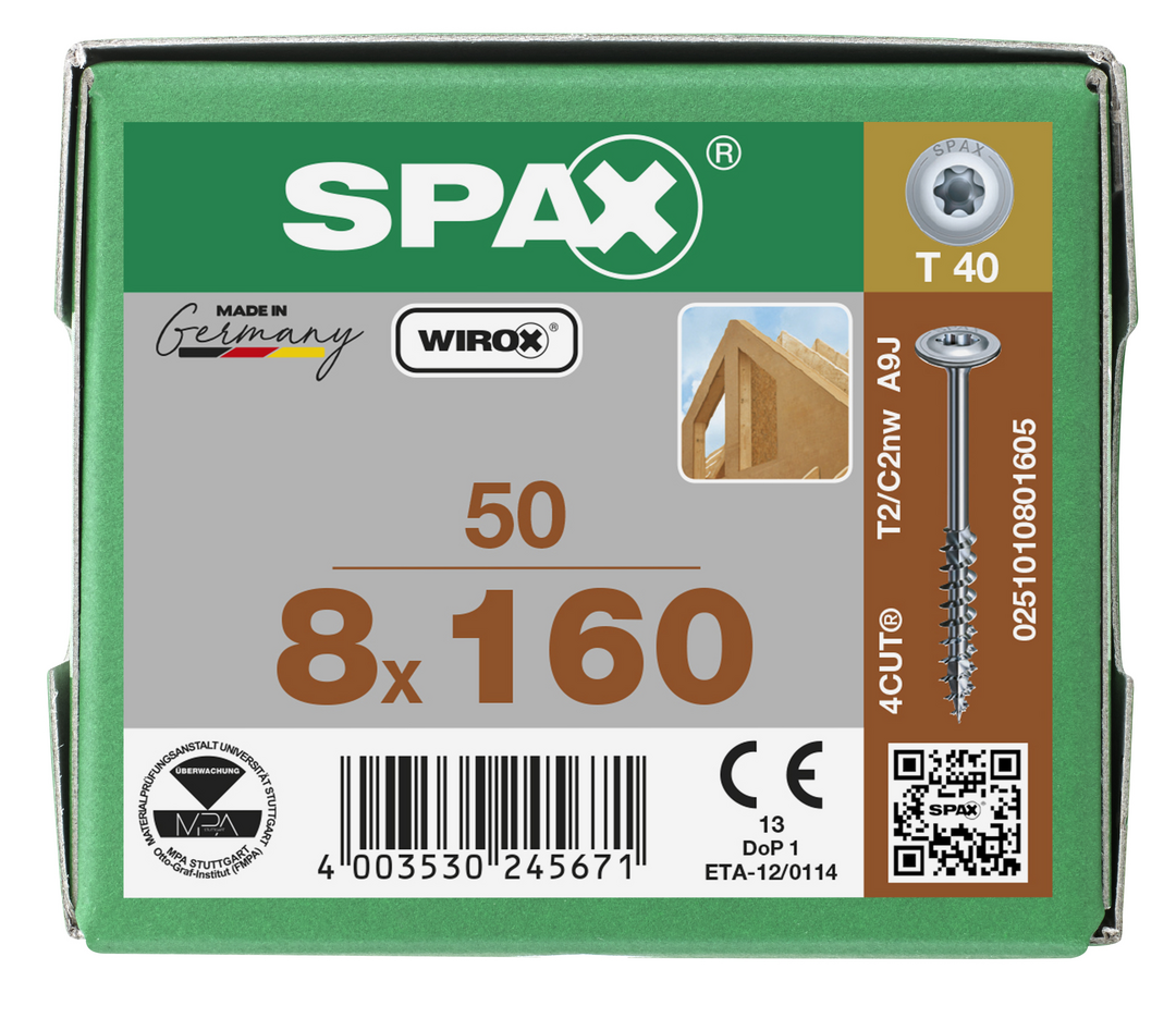 SPAX Franskar skrúfur 8.0x160/80 50