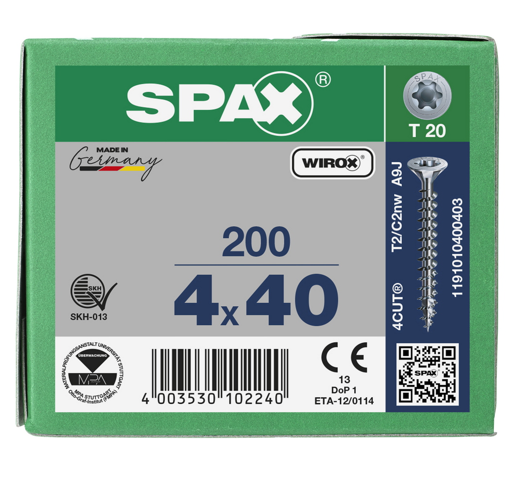 SPAX Tréskrúfur UZ 4.0x40 Uppsnittað 200