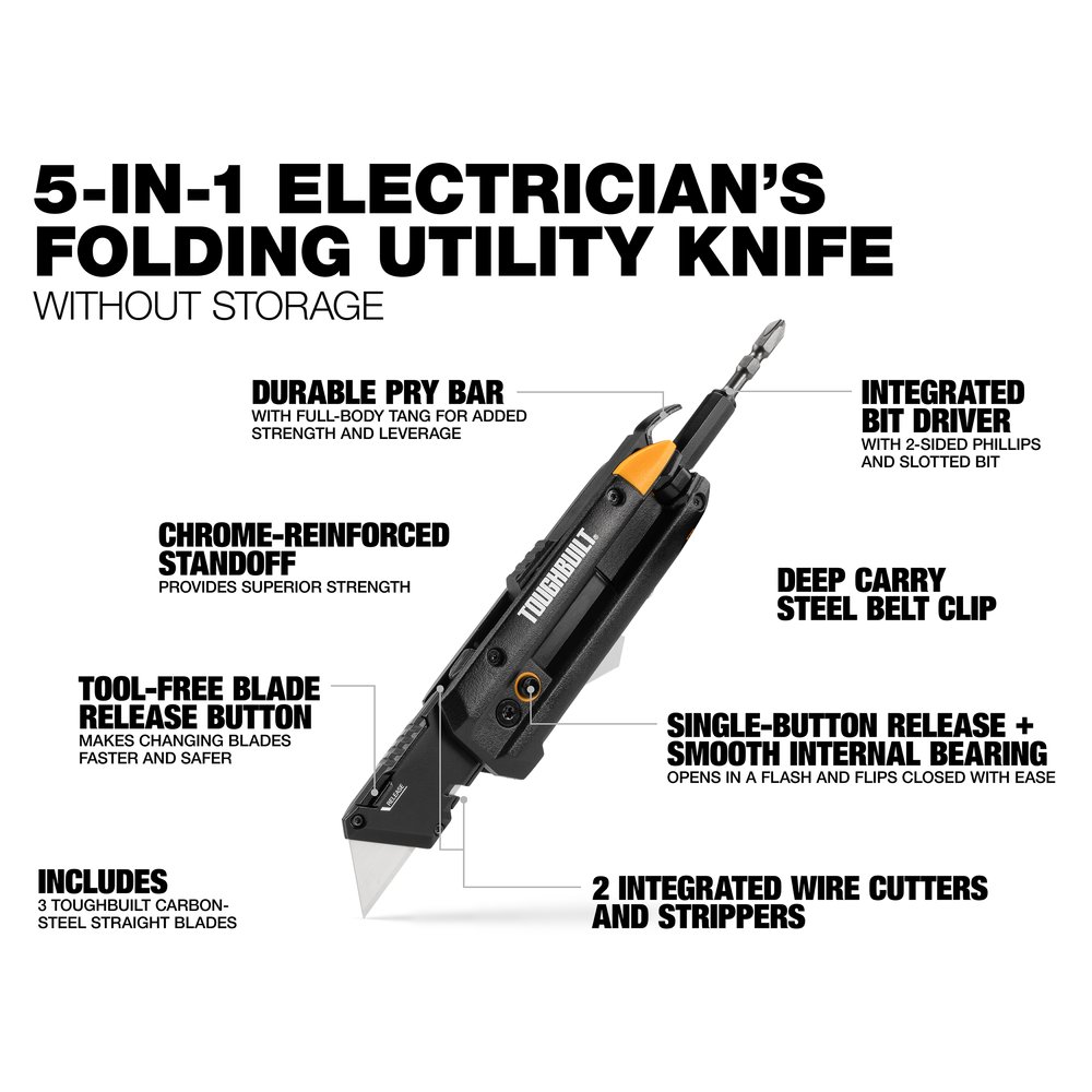 Toughbuilt 5-in-1 Electrician's Knife TB-H4-12-IM